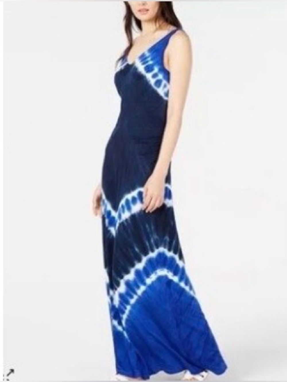 NWT INC International Concepts Sleeveless Blue Tie-Dye V-Neck Maxi Dress
